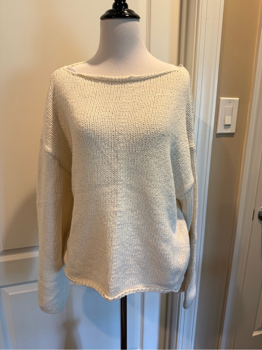 Women’s Cream Boatneck Knit Sweater